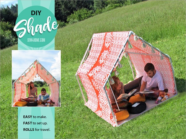 Fabric and PVC pipe playhouse