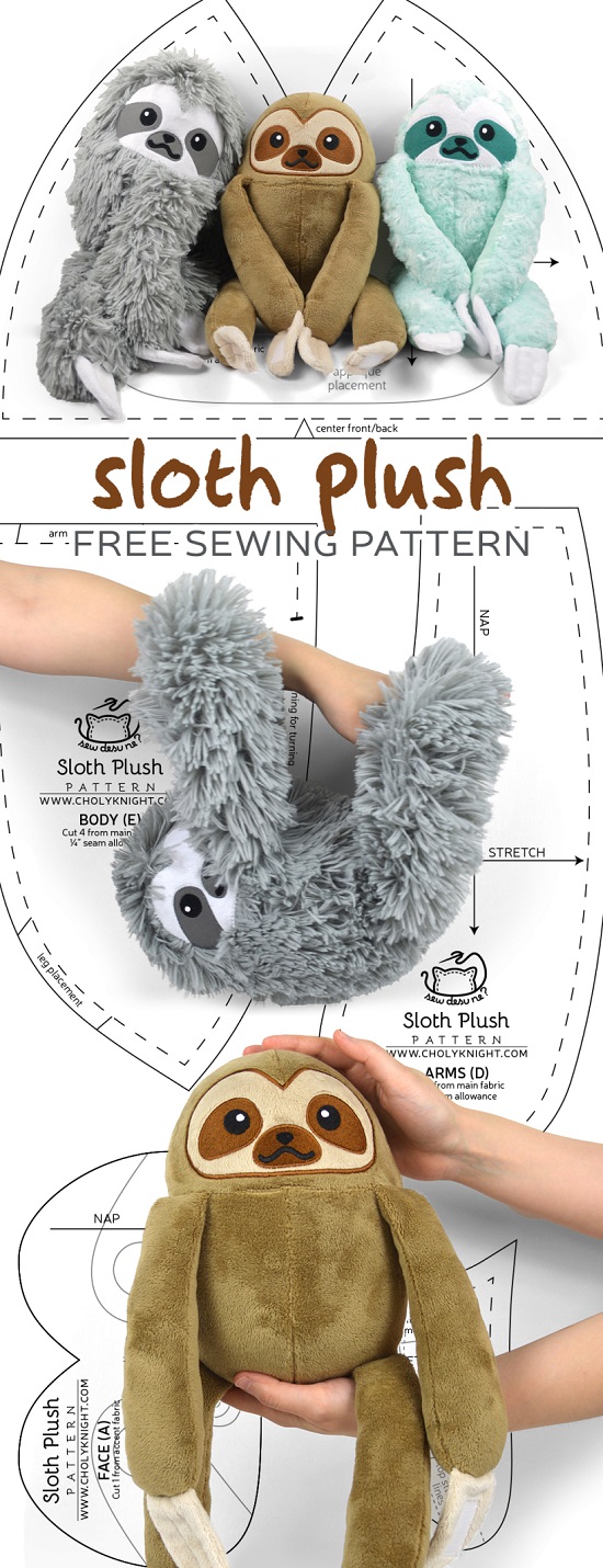 Tutorial and pattern: Sloth plush softie