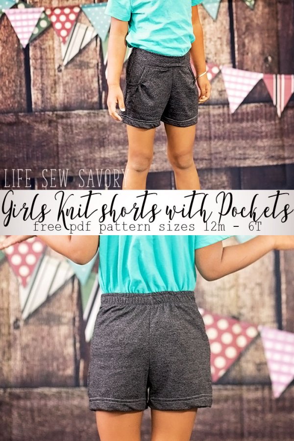 Tutorial and pattern: Girls' flat front knit shorts