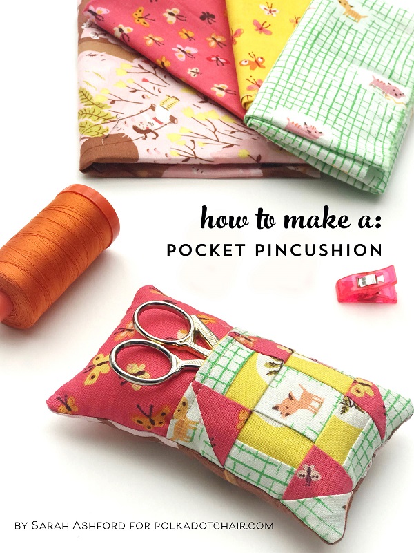 Tutorial: Patchwork pincushion with a scissors pocket