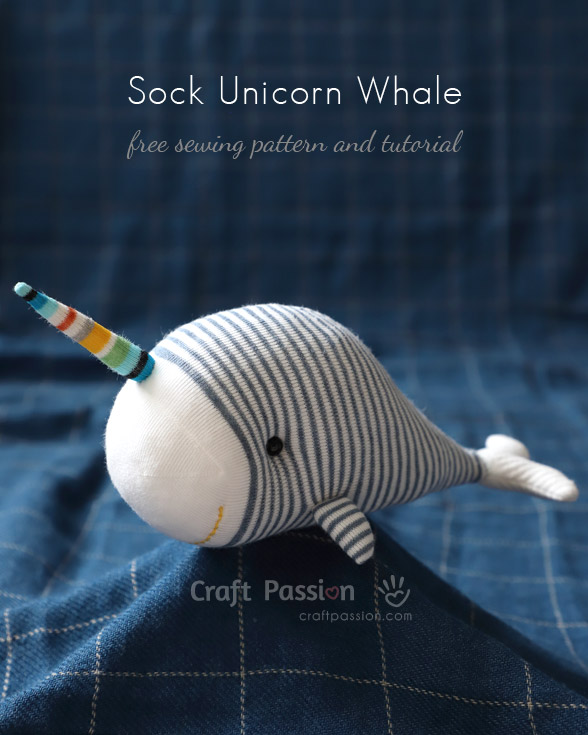 Sewing tutorial: Narwhal or unicorn whale sock softie with free pattern