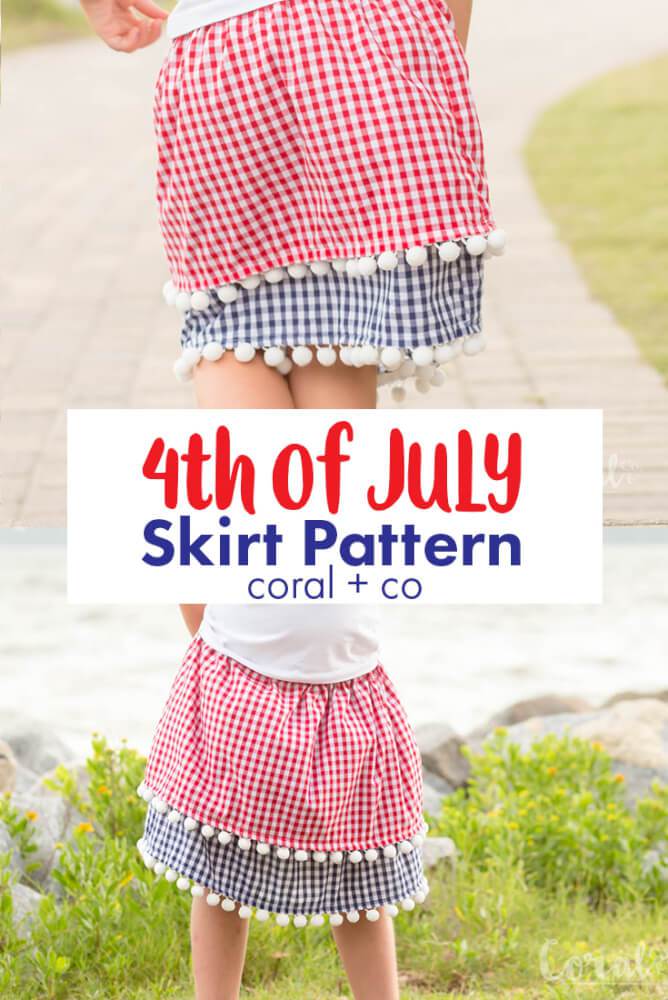 Sewing tutorial: Little girls layered gingham skirt for 4th of July