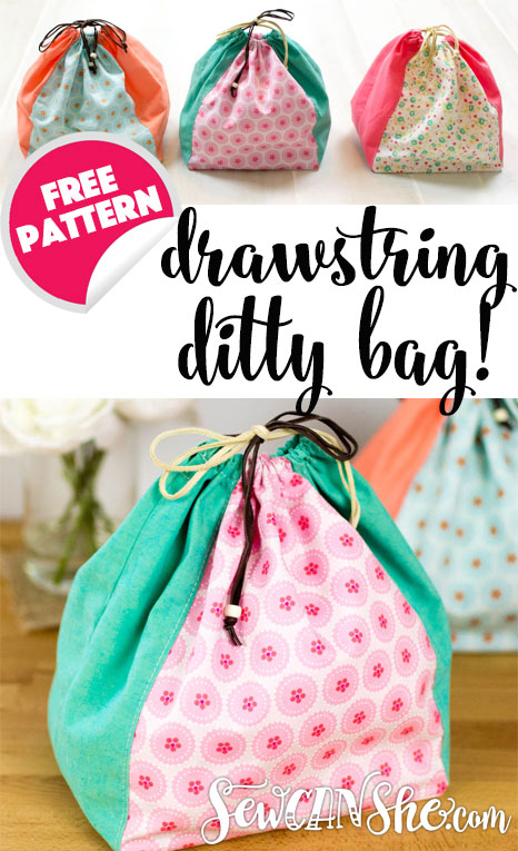 Sewing tutorial: Color block drawstring bags