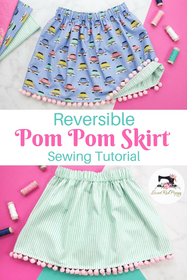 Sewing tutorial: Little girls' reversible pom pom skirt