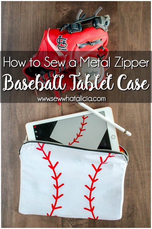 Sewing tutorial: Baseball tablet case with a metal zipper