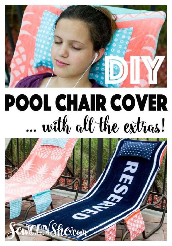 Sewing tutorial: Pool chair cover with pockets and a pillow