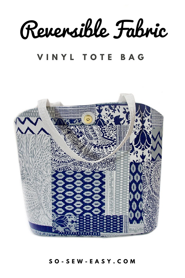 Free sewing pattern: Reversible fabric and vinyl tote bag