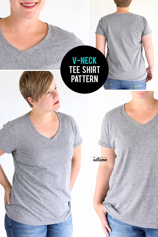 Sewing tutorial: Basic V-neck t-shirt