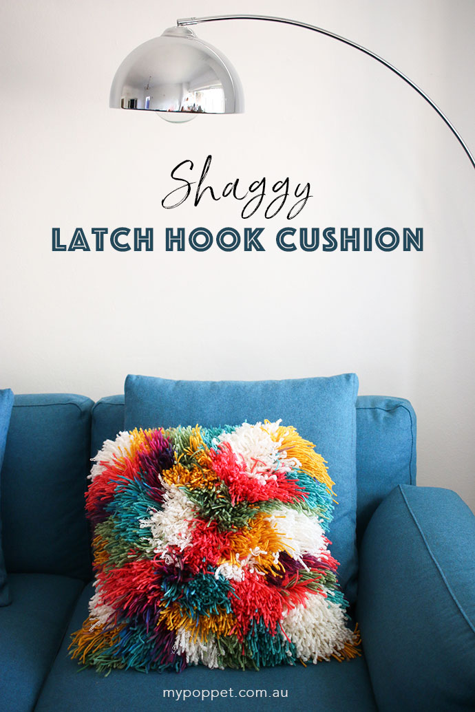 Sewing tutorial: Shaggy latch hook yarn pillow cover