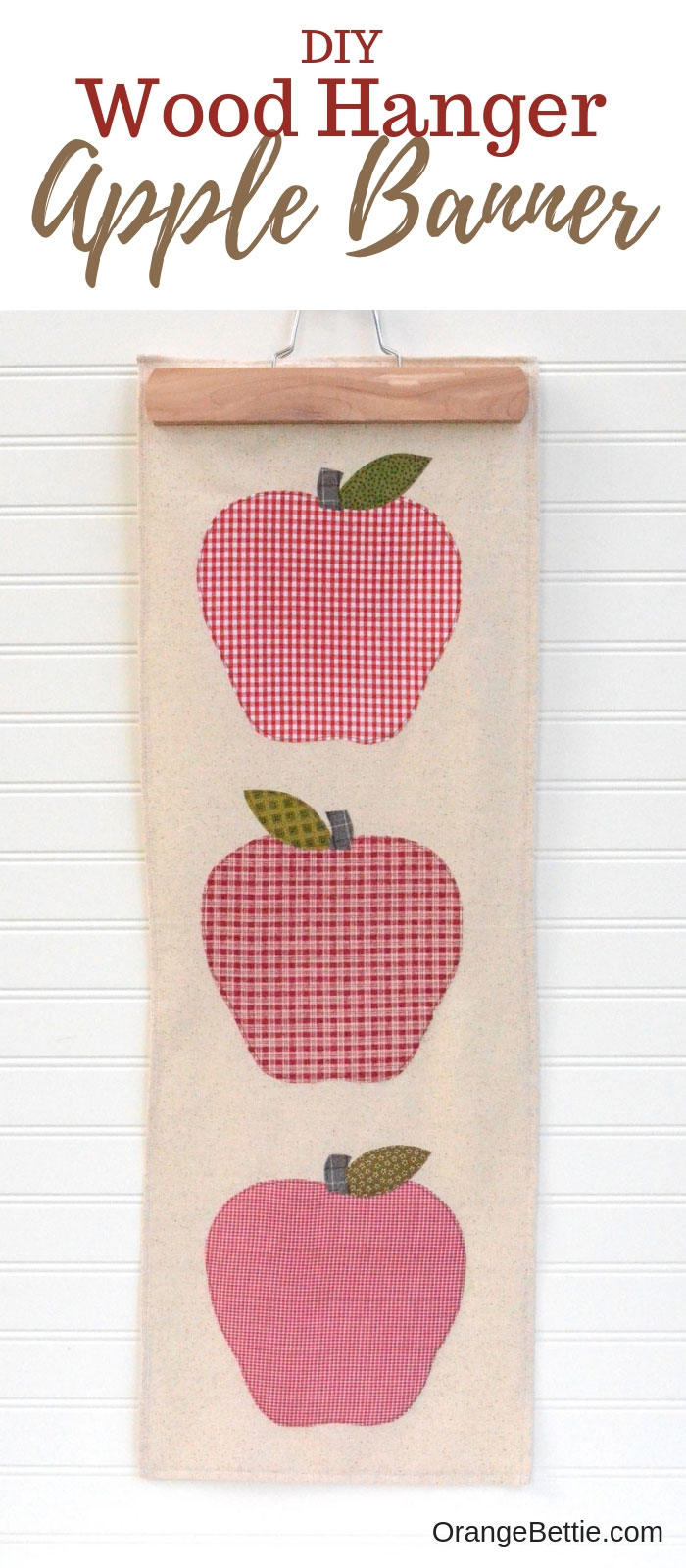 Sewing tutorial: Fall apple banner on a wood hanger