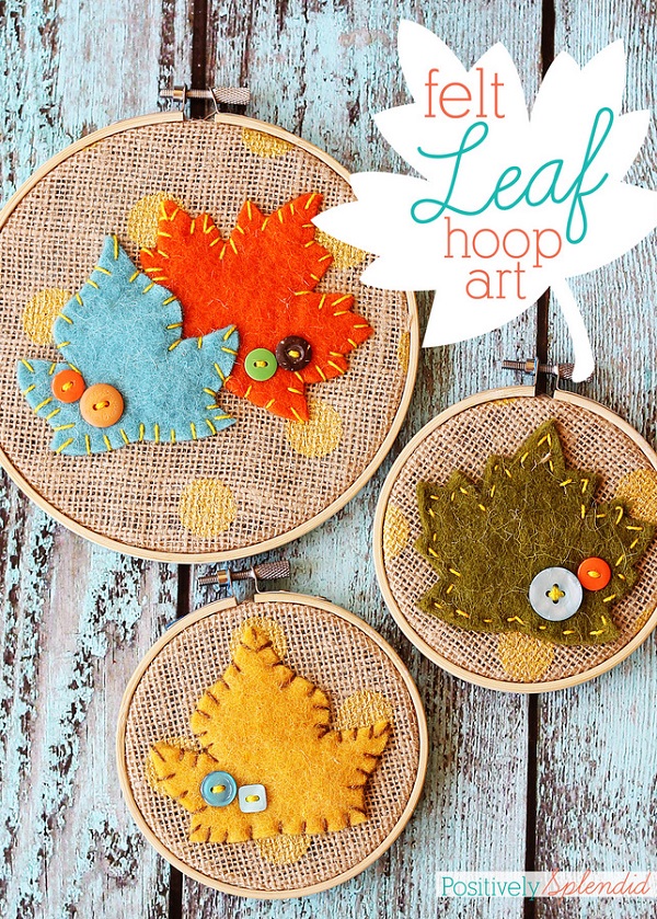 Sewing tutorial: Felt leaf fall embroidery hoop art