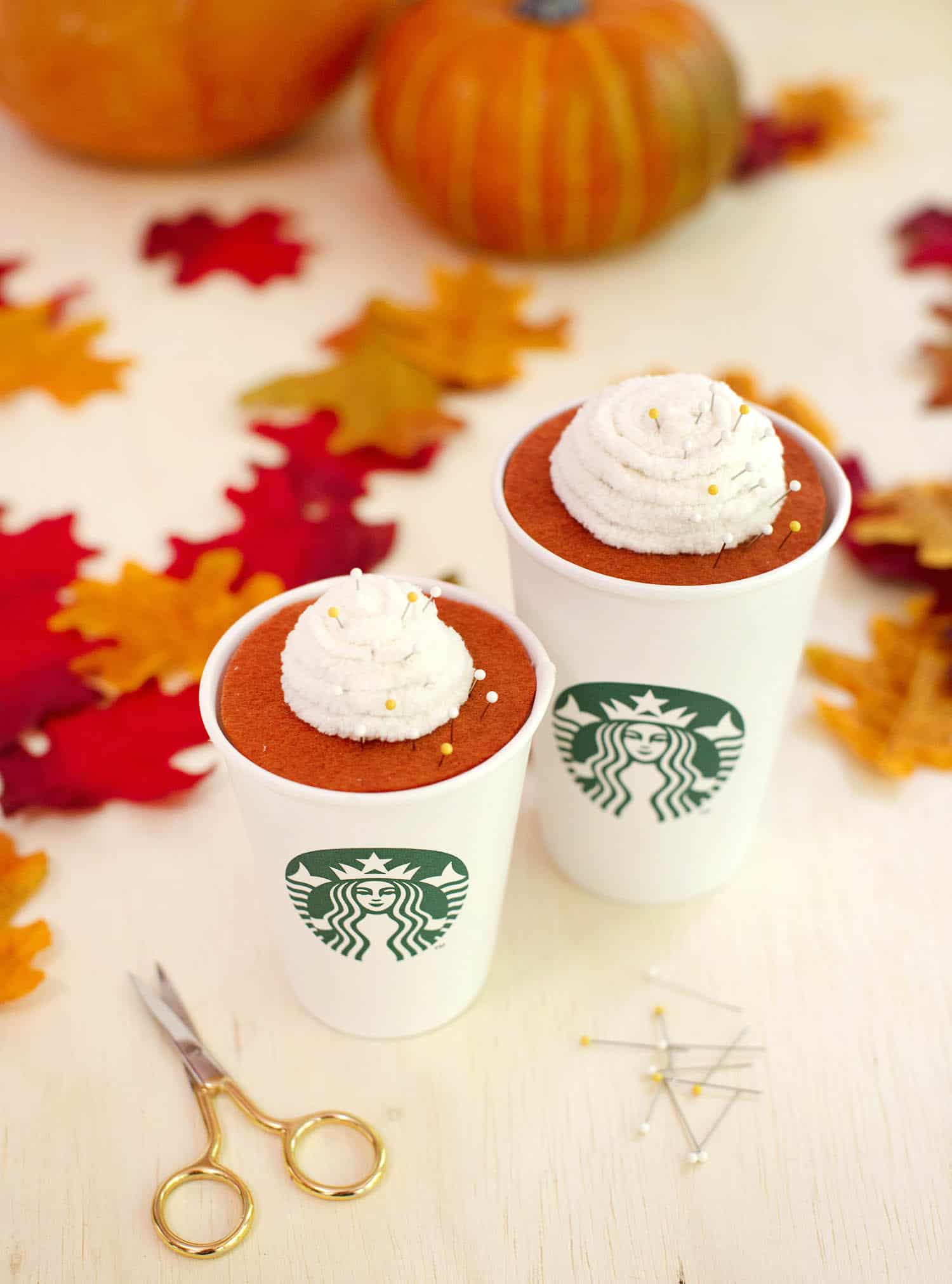 Tutorial: Pumpkin spice latte pincushion