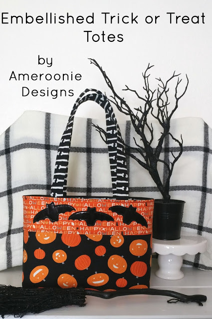 Sewing tutorial: Embellished Trick or Treat tote bags