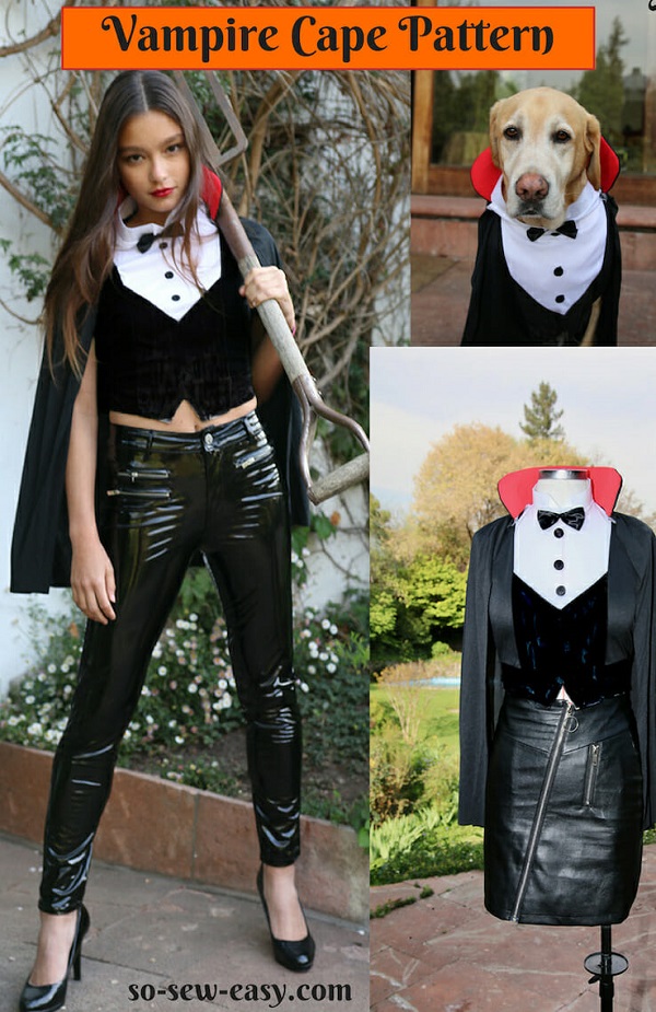 Sewing tutorial: Vampire cape for a Halloween costume