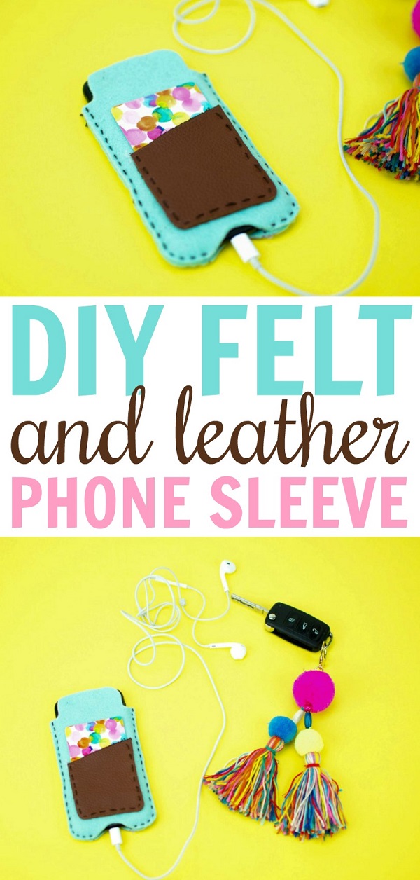 Sewing tutorial: Easy felt and leather phone sleeve