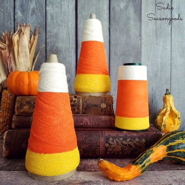 Tutorial: Vintage thread cone candy corn