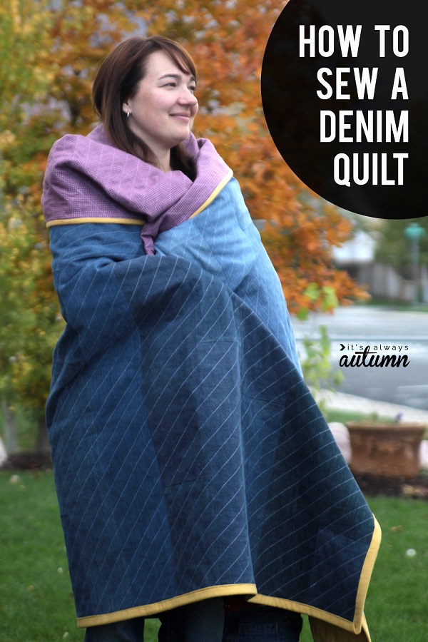 Sewing tutorial: Recycled jeans denim quilt