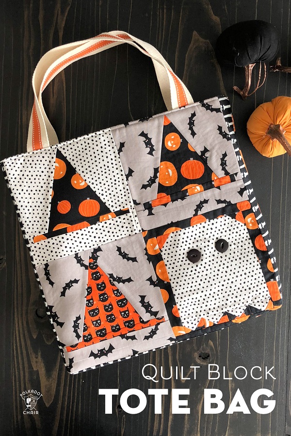 Sewing tutorial: Quilt block Trick or Treat tote