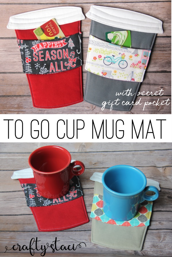 Sewing tutorial: To Go Cup mug mat with gift card pocket