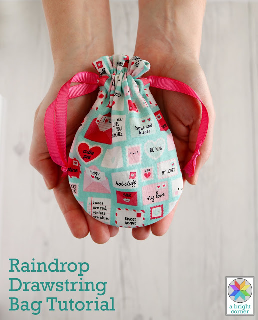 Sewing tutorial: Raindrop drawstring bags