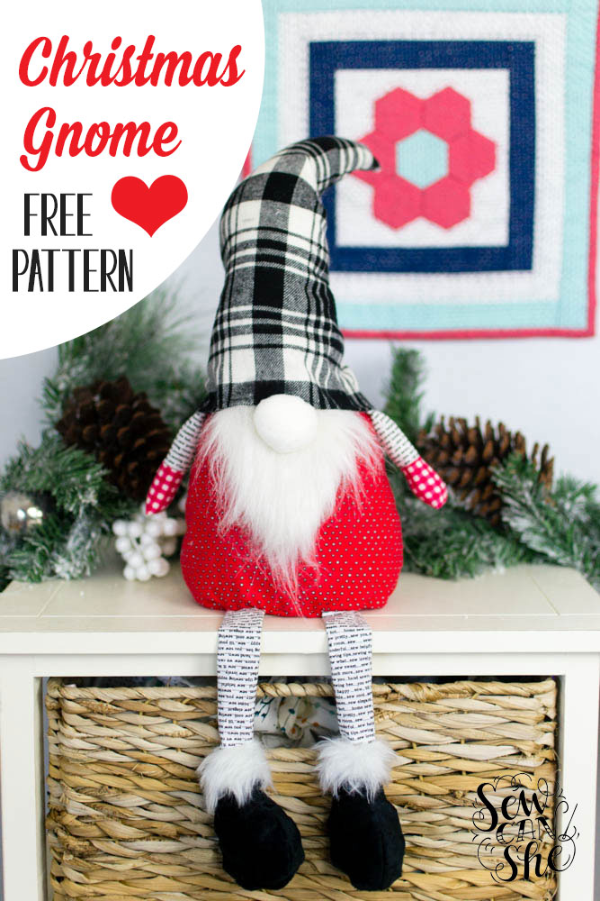 Free sewing pattern: Christmas gnome softie