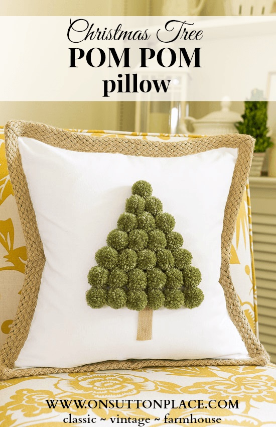 Tutorial: No-sew pom pom Christmas tree pillow