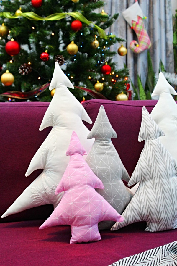 Sewing tutorial: Christmas tree throw pillows