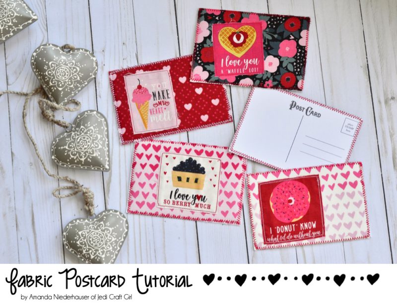 Sewing tutorial: Fabric Valentine postcards