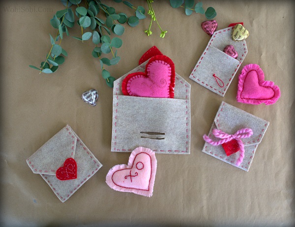 Sewing tutorial: Felt Valentine envelopes