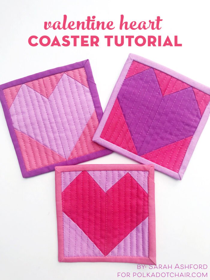 Sewing tutorial: Quilted heart coasters