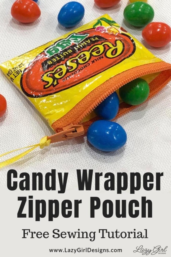 Sewing tutorial: Zip pouch from a candy wrapper