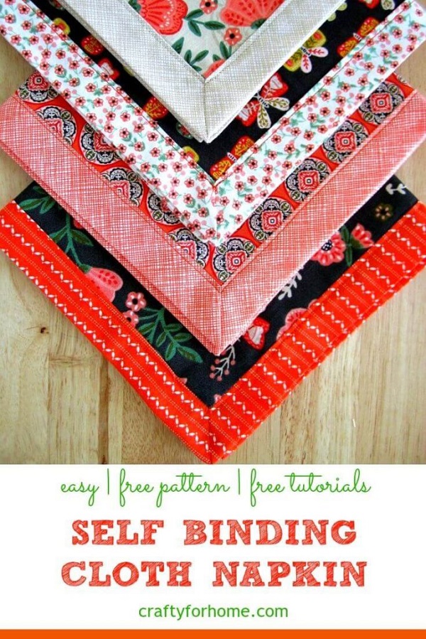 Sewing tutorial: Self-binding fabric napkins from fat quarters