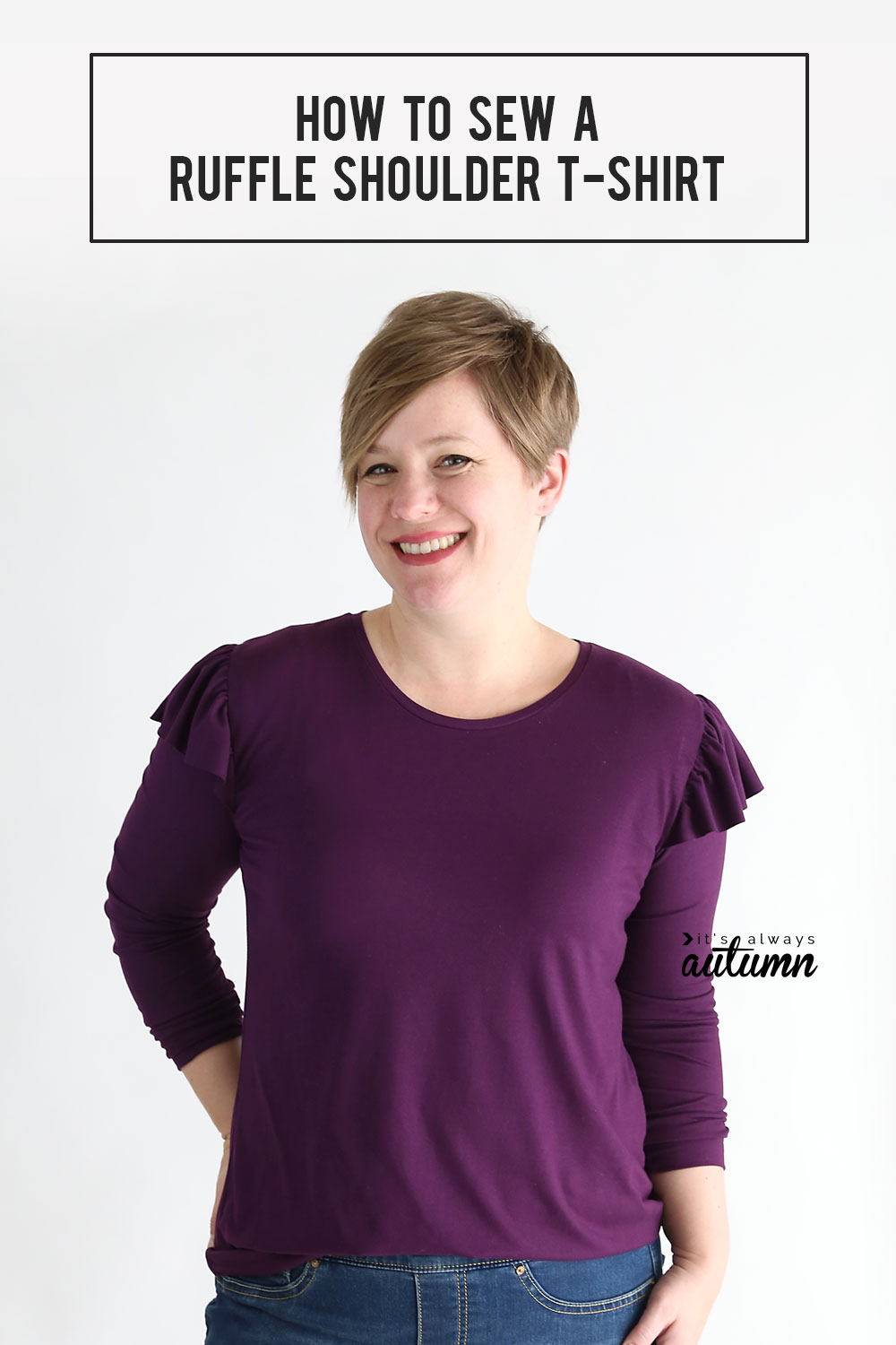 Sewing tutorial: Ruffled shoulder t-shirt