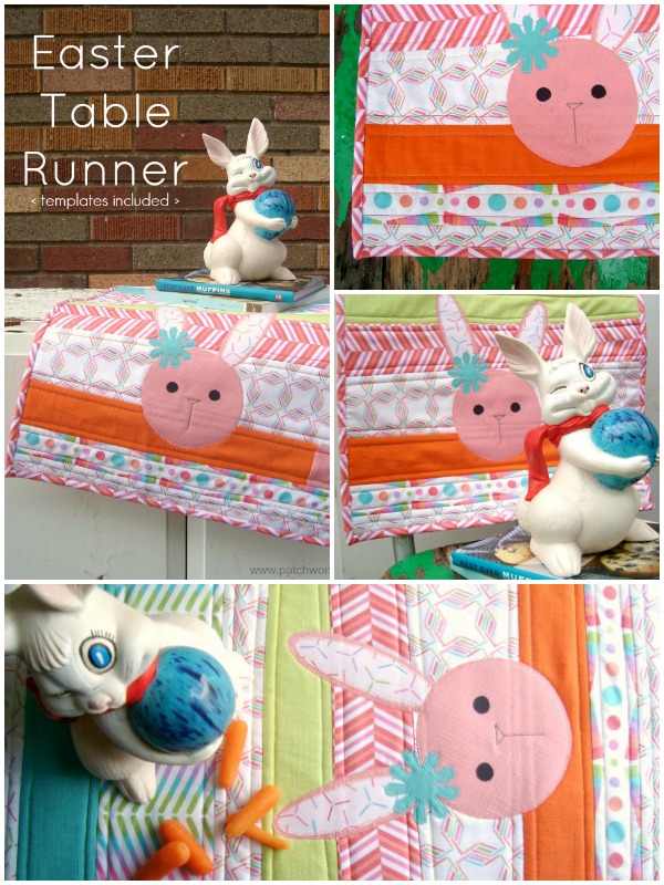 Sewing tutorial: Scrap pieced Easter table runner