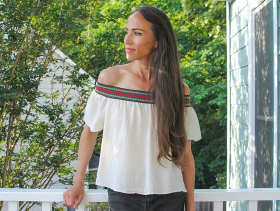 Sewing tutorial: Off the shoulder boho top