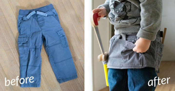 Sewing tutorial: Kids play tool belt from old cargo pants