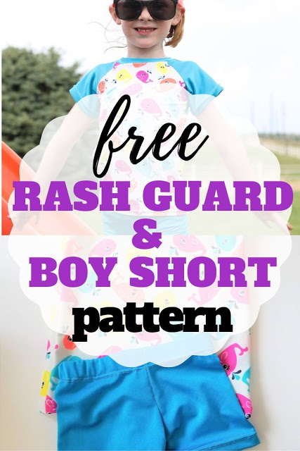 Free sewing pattern: Girls' rash guard and boy shorts swimsuit