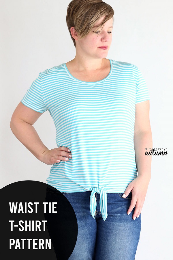 Free sewing pattern: Waist tie t-shirt