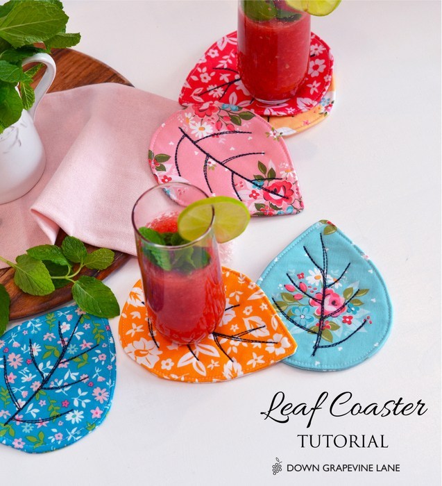 Sewing tutorial: Quilted leaf coasters