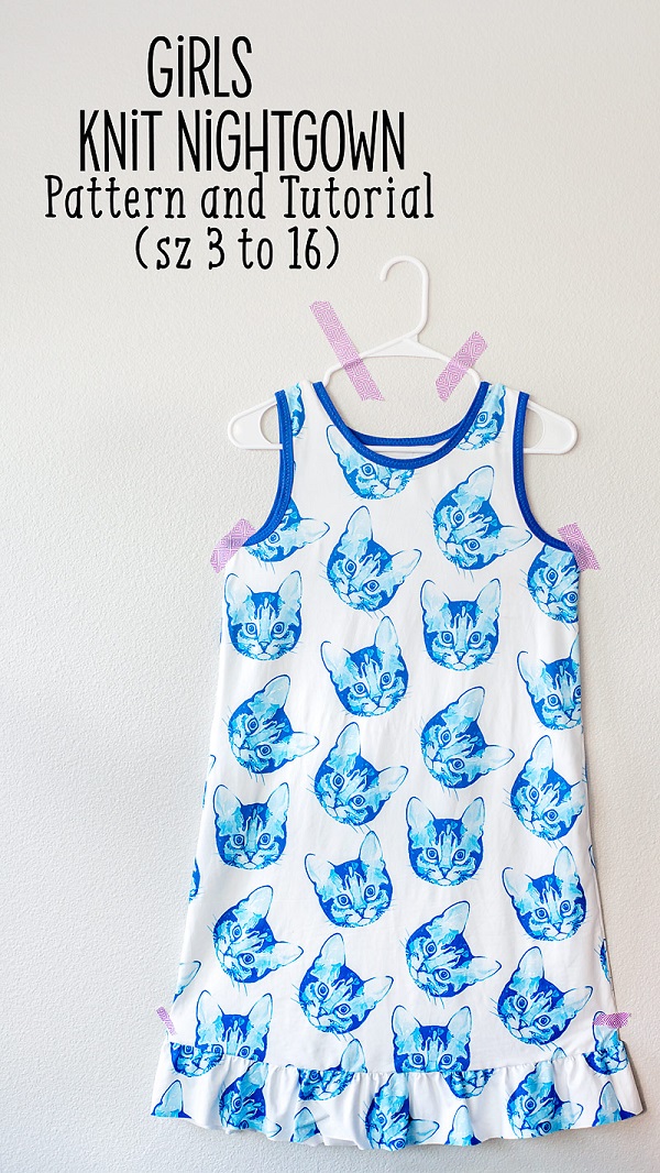 Free sewing pattern: Girls knit nightgown