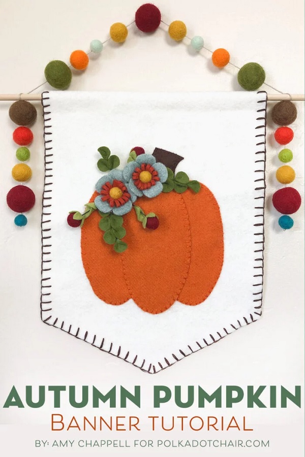 Free pattern: Wool felt autumn pumpkin banner