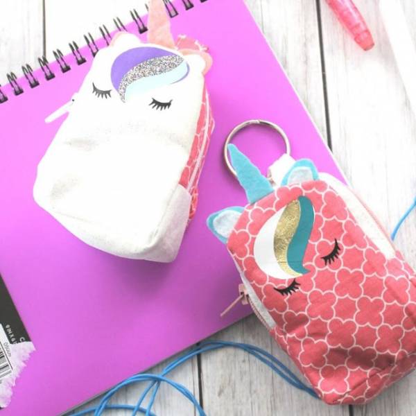 Free sewing pattern: Mini unicorn backpack coin purse