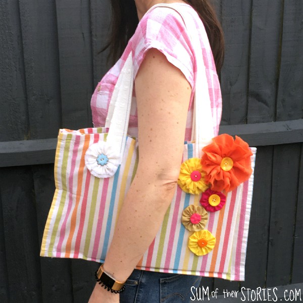 DIY sewing tutorial: Tea towel book bag with dividers