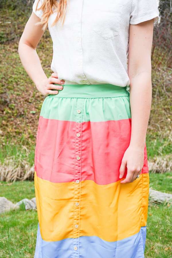 DIY sewing tutorial: Faux button placket skirt