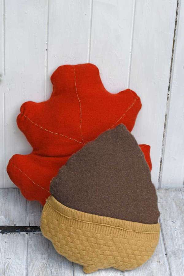 Upcycled Sweater Acorn Pillow - Free Sewing Pattern