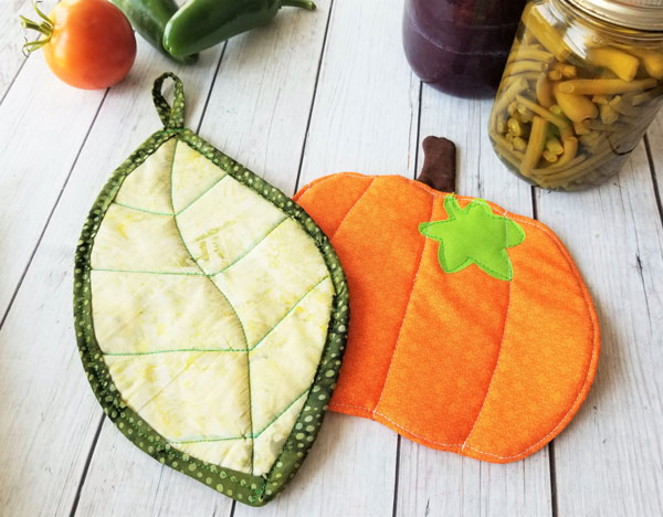 Leaf or Pumpkin Fall Pot Holder Free Sewing Pattern