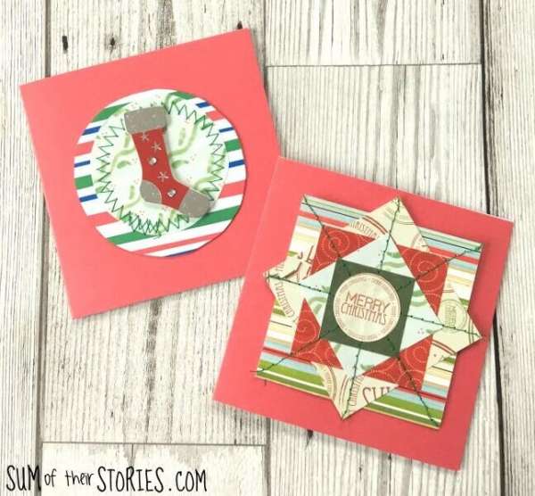 Stitched Scrapbook Paper Christmas Cards - Sewing Tutorial