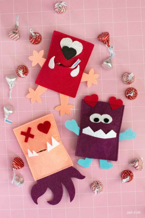 Felt Valentine Monster Treat Pouch - Easy Sewing Tutorial