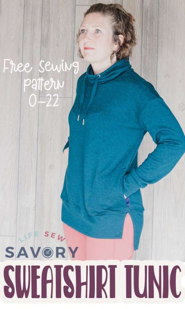 Women's Cowl Neck Sweatshirt Tunic - Free Sewing Pattern