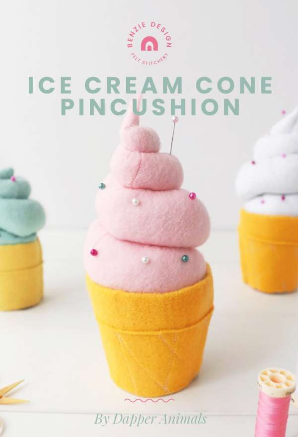 Felt Ice Cream Cone Pincushion - Free Pattern